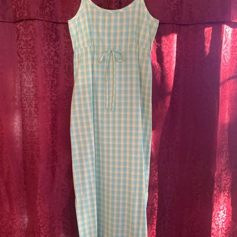 Frenchi Women's Sundress in Blue & Green Plaid - Picture 7 of 8
